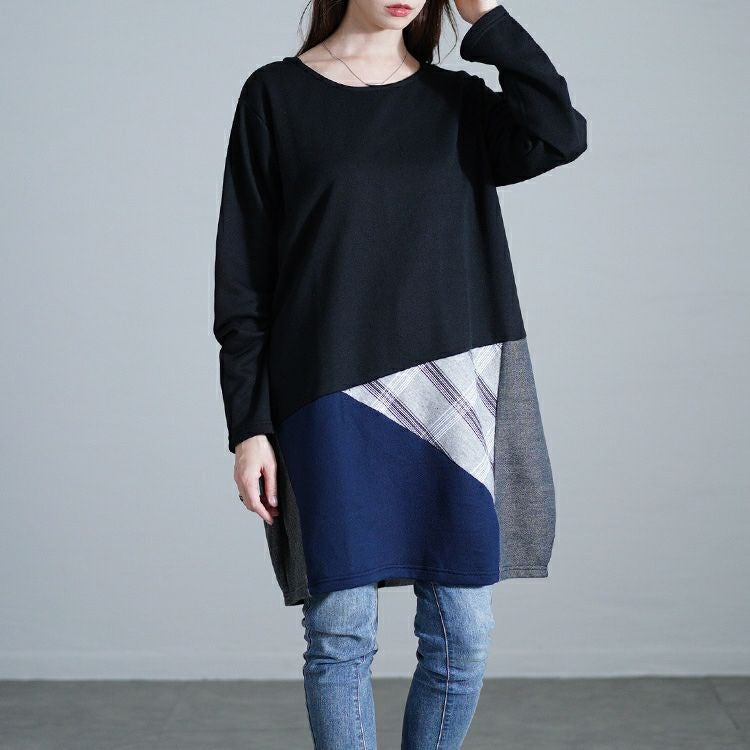 大きいサイズ レディース パッチワークコクーンチュニック　cast-5552004