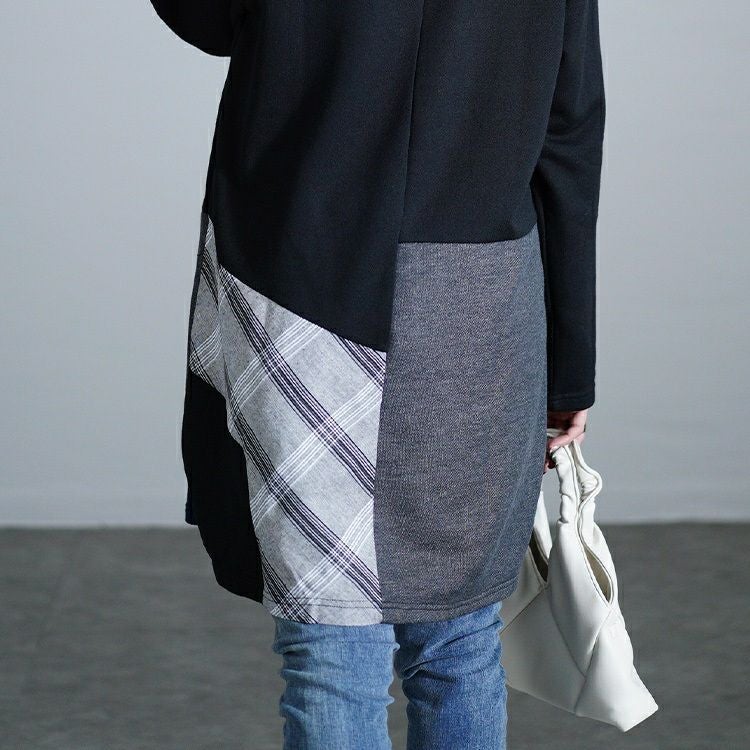 大きいサイズ レディース パッチワークコクーンチュニック　cast-5552004