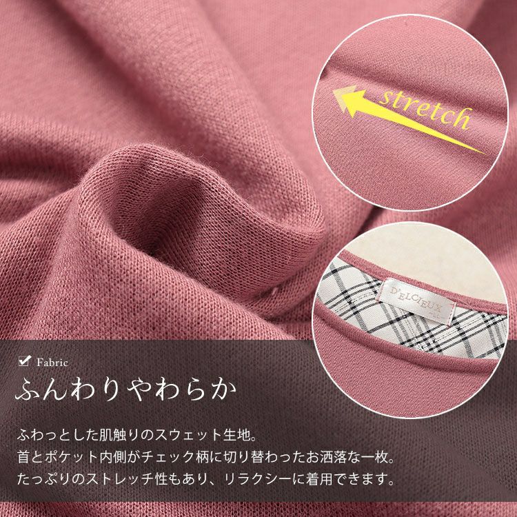 大きいサイズ レディース 内側チェック切り替えドルマンワンピース　cast-5552003