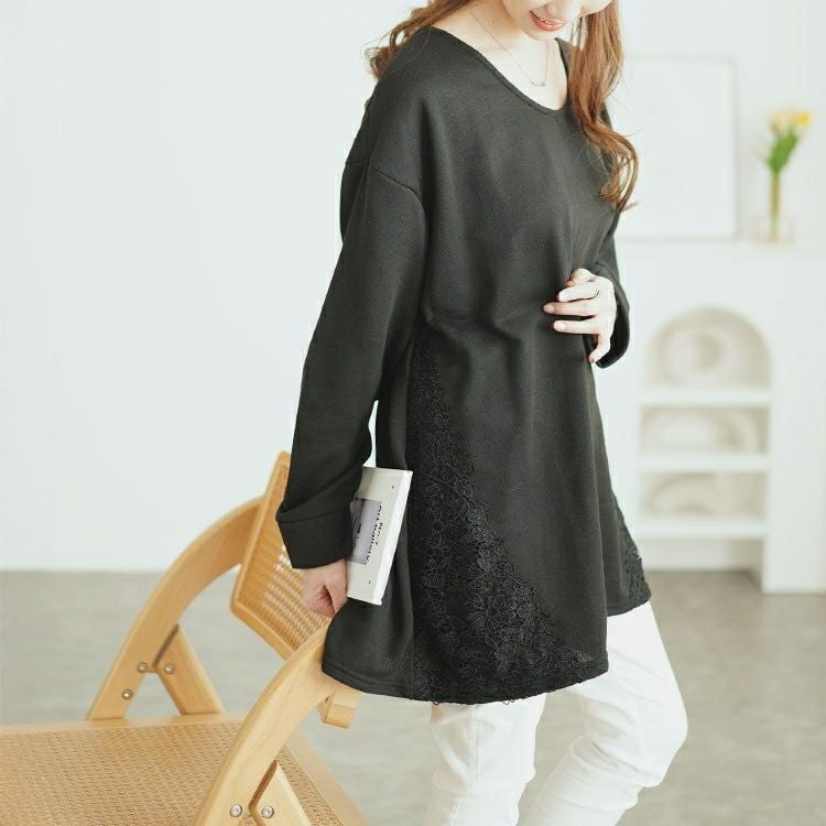 大きいサイズ レディース サイドレース切り替えチュニック　cast-5552002