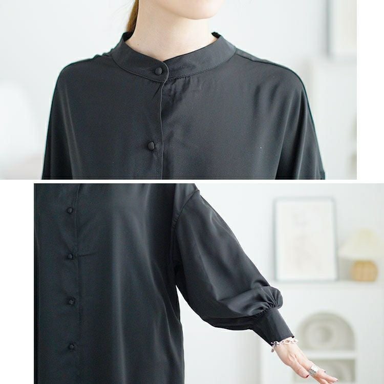 大きいサイズ レディース バンドカラーシャツワンピース　goldy-1644