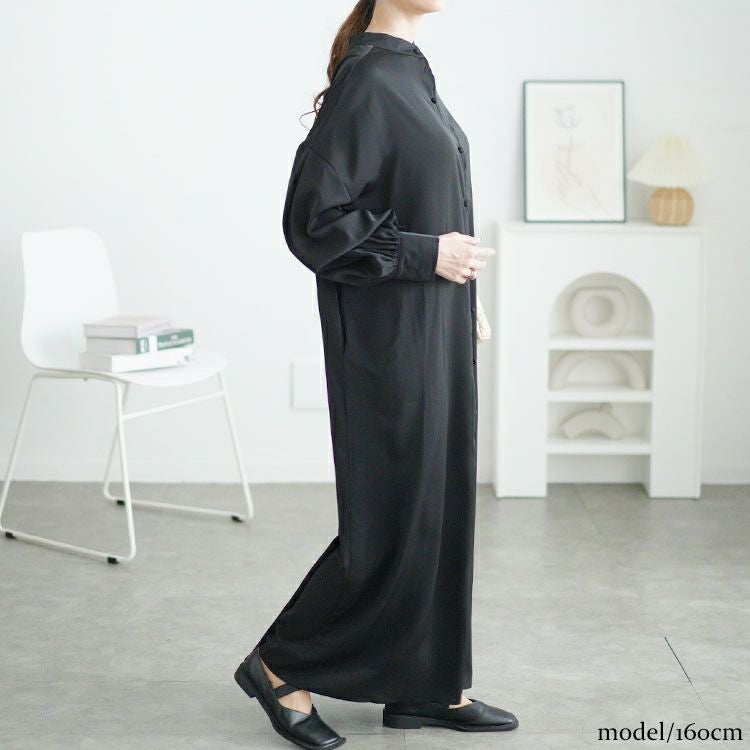 大きいサイズ レディース バンドカラーシャツワンピース　goldy-1644