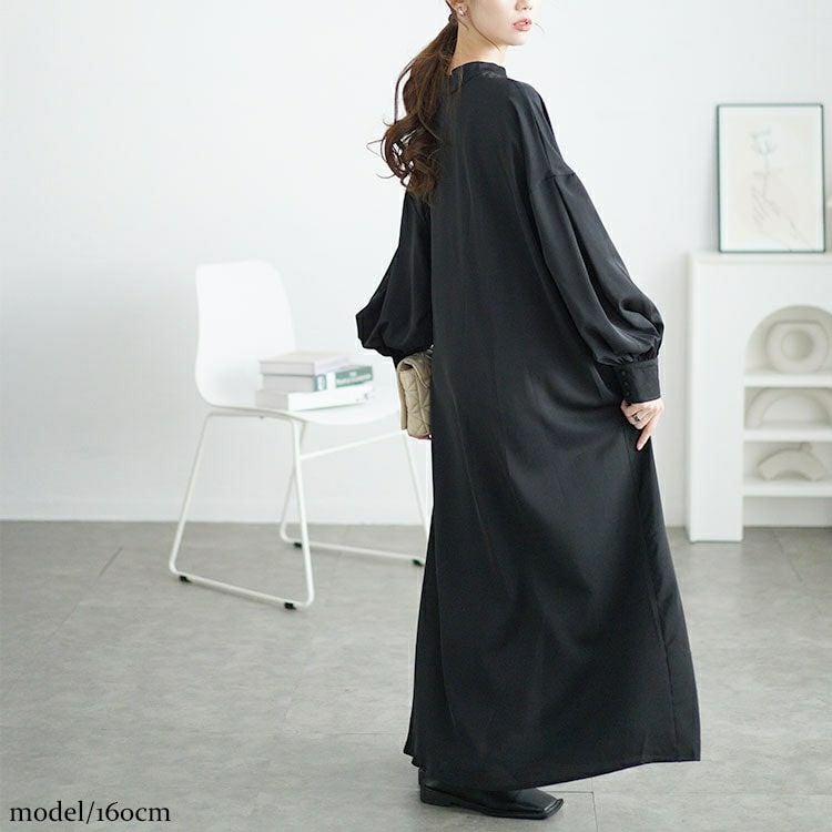 大きいサイズ レディース バンドカラーシャツワンピース　goldy-1644