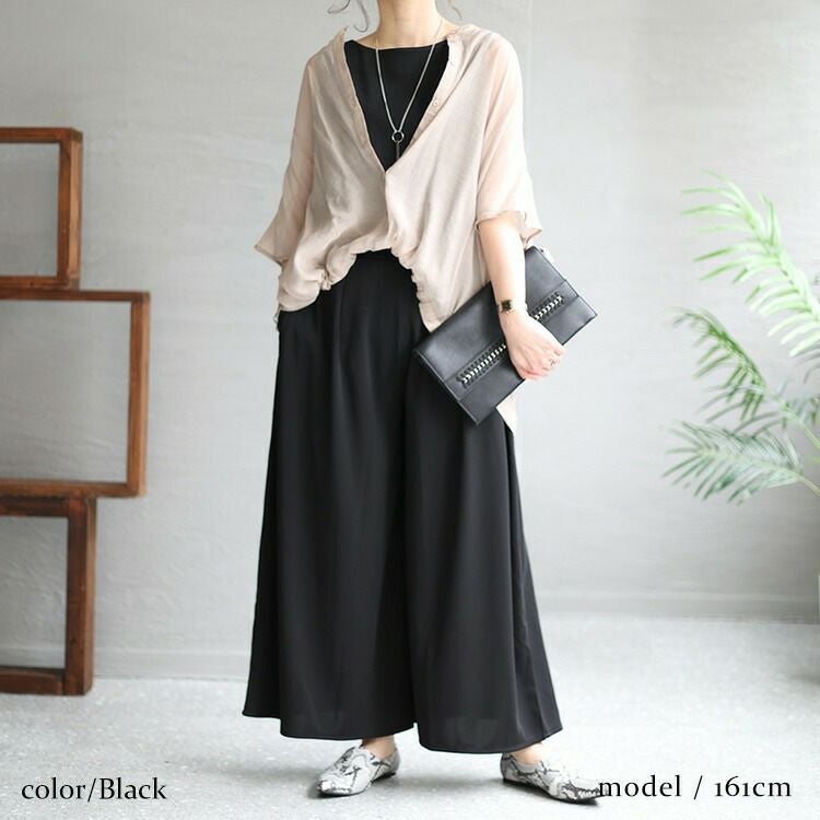 大きいサイズ レディース 接触冷感イージーワイドパンツ　mncut-132143