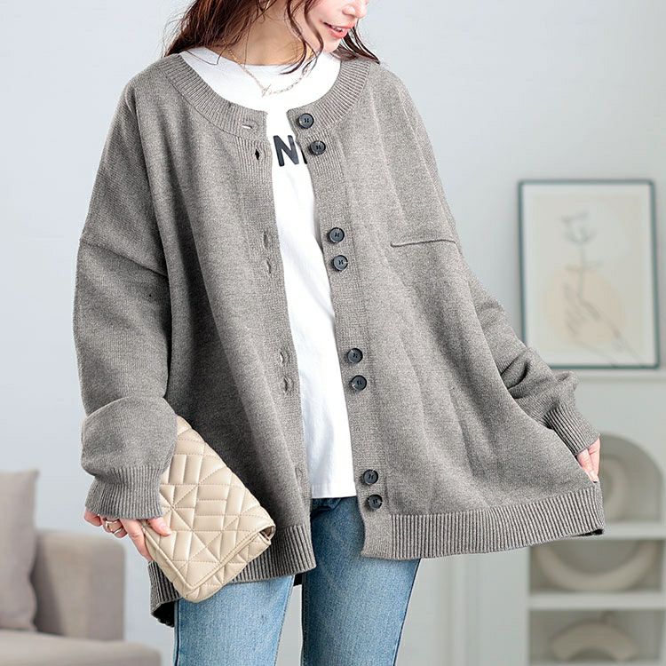 大きいサイズ レディース オーバーサイズニットカーディガン　goldy-1633