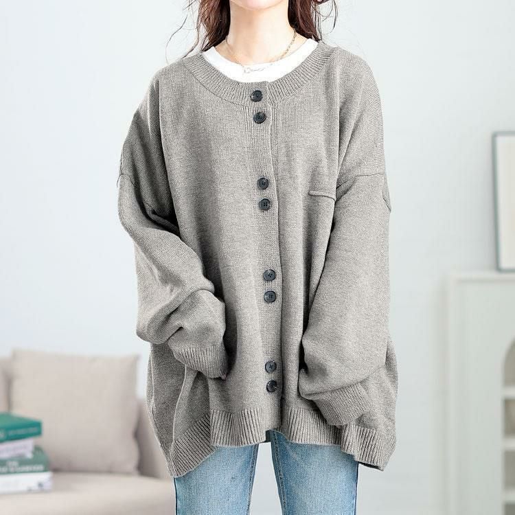 大きいサイズ レディース オーバーサイズニットカーディガン　goldy-1633 グレー