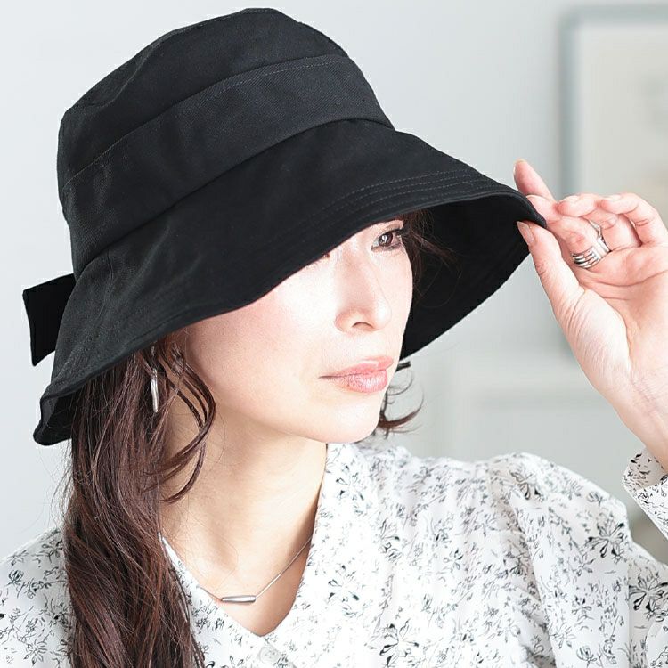 大きいサイズ レディース リボンバケットハット　fem-575 【メール便可】