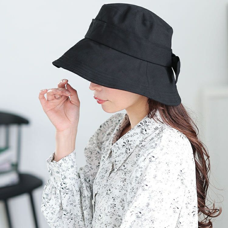 大きいサイズ レディース リボンバケットハット　fem-575 【メール便可】