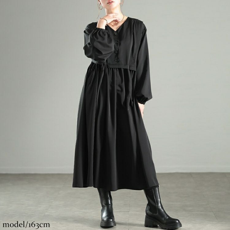 大きいサイズ レディース サイドリボンベストドッキングワンピース　fem-561