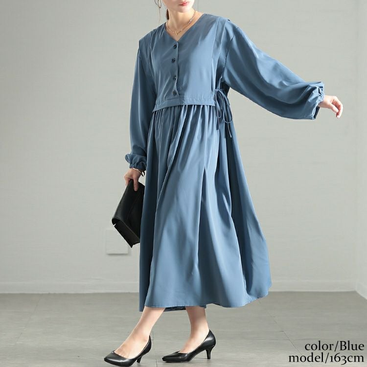 大きいサイズ レディース サイドリボンベストドッキングワンピース　fem-561