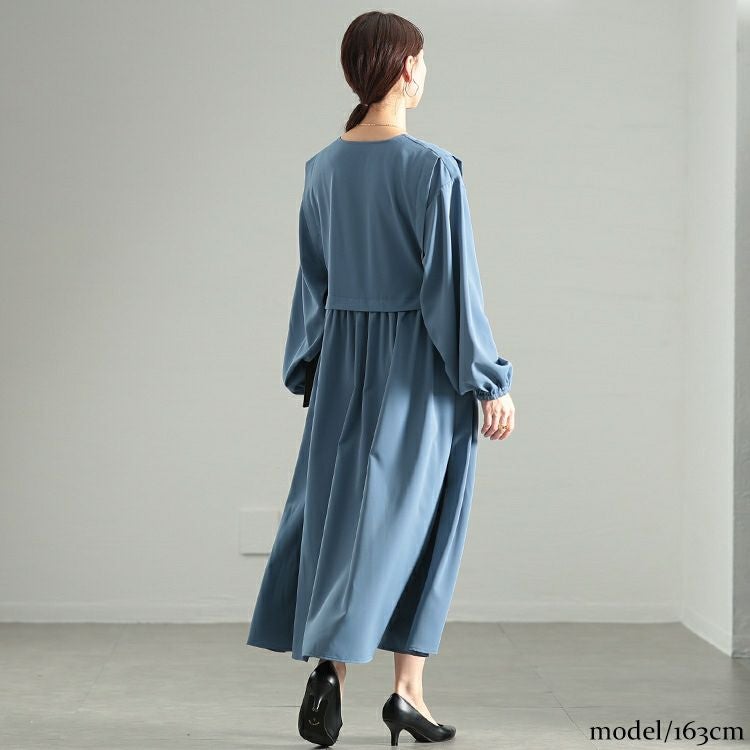 大きいサイズ レディース サイドリボンベストドッキングワンピース　fem-561