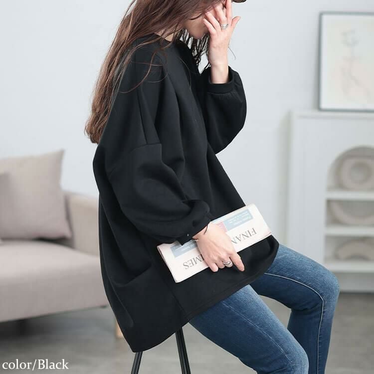 大きいサイズ レディース タック入りテールカットコクーンチュニック　cast-5552009 ブラック