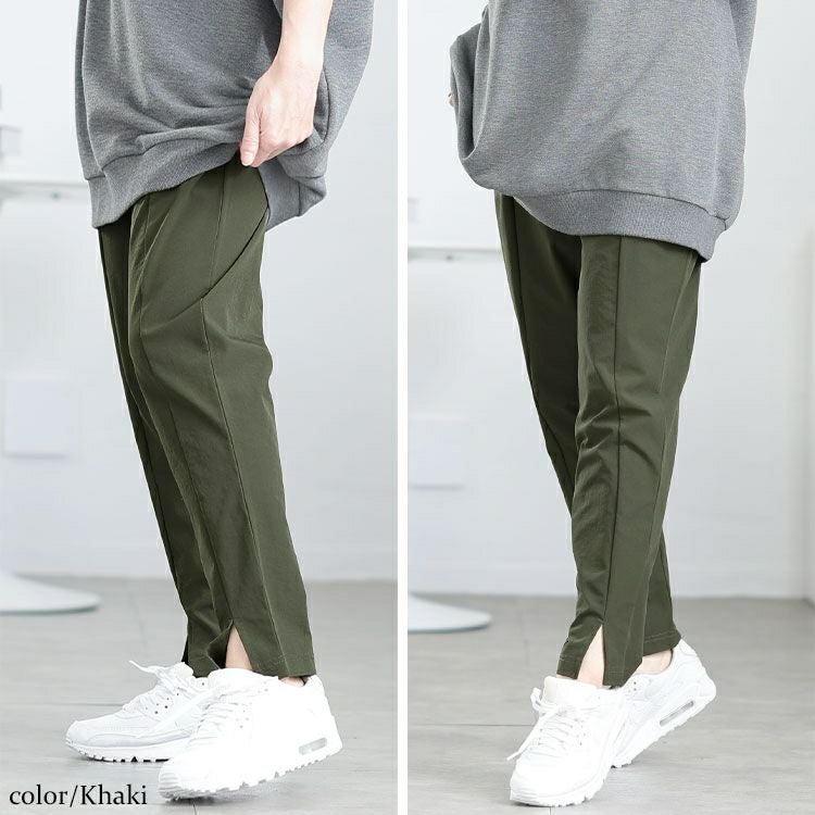 大きいサイズ レディース センタースリットストレッチテーパードパンツ　maru-30109 【メール便可】