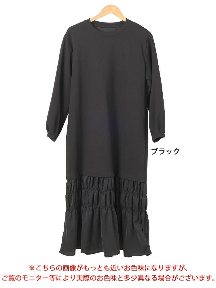 大きいサイズ レディース 裾ティアードスウェットワンピース　goldy-1639