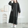 大きいサイズ レディース 裾ティアードスウェットワンピース　goldy-1639 ブラック