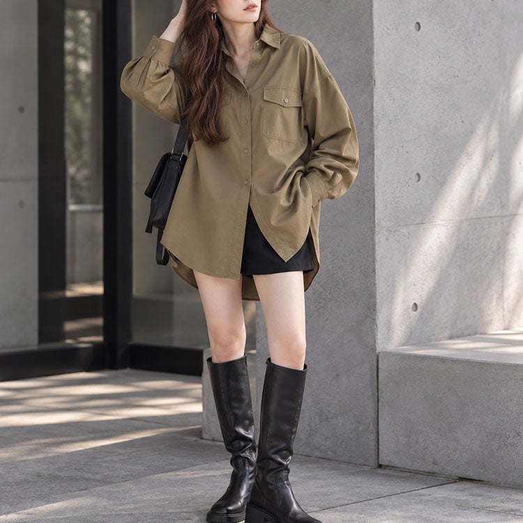 大きいサイズ レディース オーバーサイズシャツ　fem-565