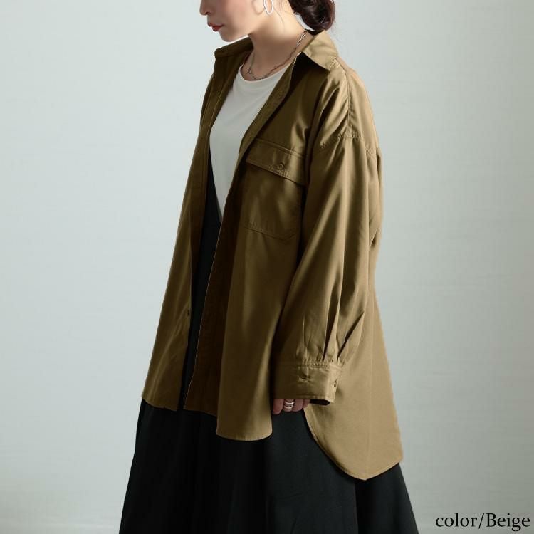 大きいサイズ レディース オーバーサイズシャツ　fem-565 ベージュ