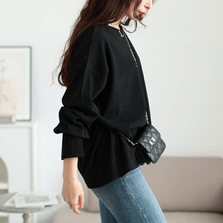 大きいサイズ レディース 袖口タックリップルプルオーバー　maru-30132