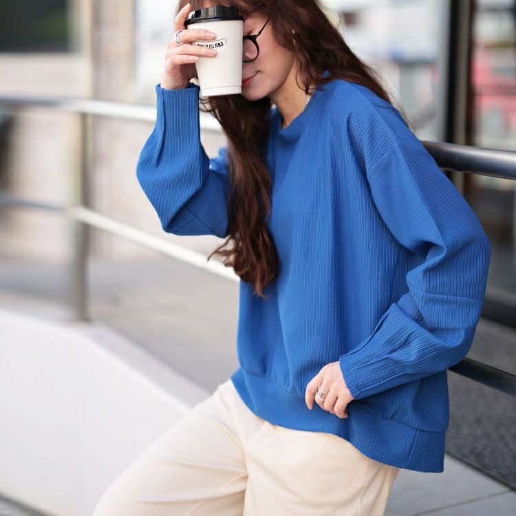 大きいサイズ レディース 袖口タックリップルプルオーバー　maru-30132