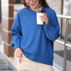 大きいサイズ レディース 袖口タックリップルプルオーバー　maru-30132 ブルー