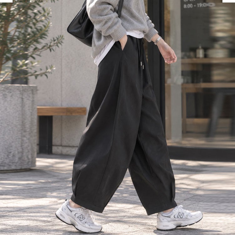 大きいサイズ レディース ストレッチタックコクーンワイドパンツ　maru-30130