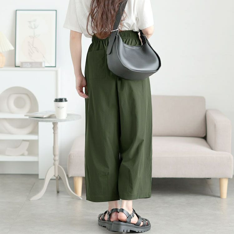 大きいサイズ レディース ストレッチタックコクーンワイドパンツ　maru-30130