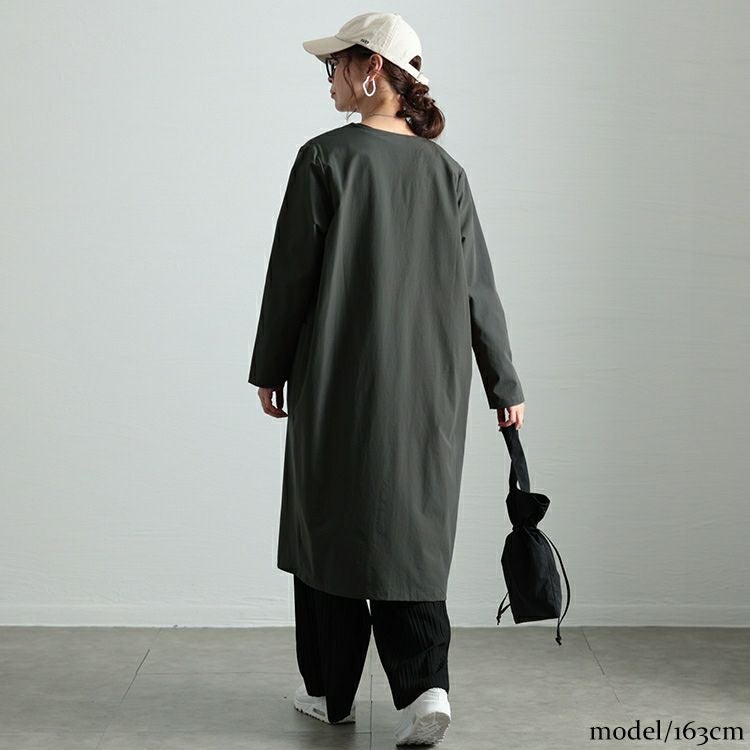 大きいサイズ レディース ストレッチノーカラーロングコート　maru-30114