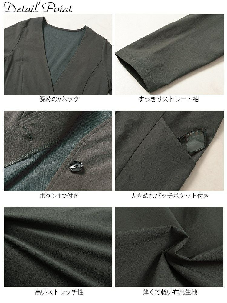 大きいサイズ レディース ストレッチノーカラーロングコート　maru-30114