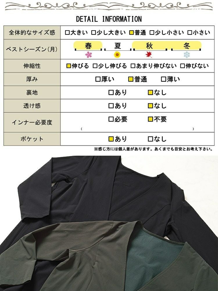 大きいサイズ レディース ストレッチノーカラーロングコート　maru-30114