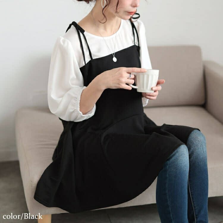 大きいサイズ レディース フェイクレイヤードペプラムキャミチュニック　fem-562