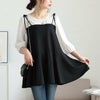 大きいサイズ レディース フェイクレイヤードペプラムキャミチュニック　fem-562 ブラック
