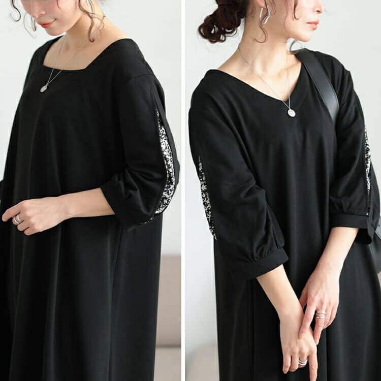 大きいサイズ レディース 前後2way花柄切り替えフレアワンピース　fem-559