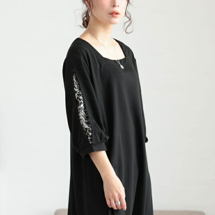 大きいサイズ レディース 前後2way花柄切り替えフレアワンピース　fem-559