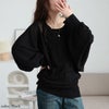 大きいサイズ レディース シアー切り替えドルマンニット　bro-0064 ブラック