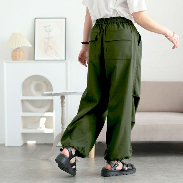 大きいサイズ レディース ストレッチパラシュートパンツ　cpdai-640689