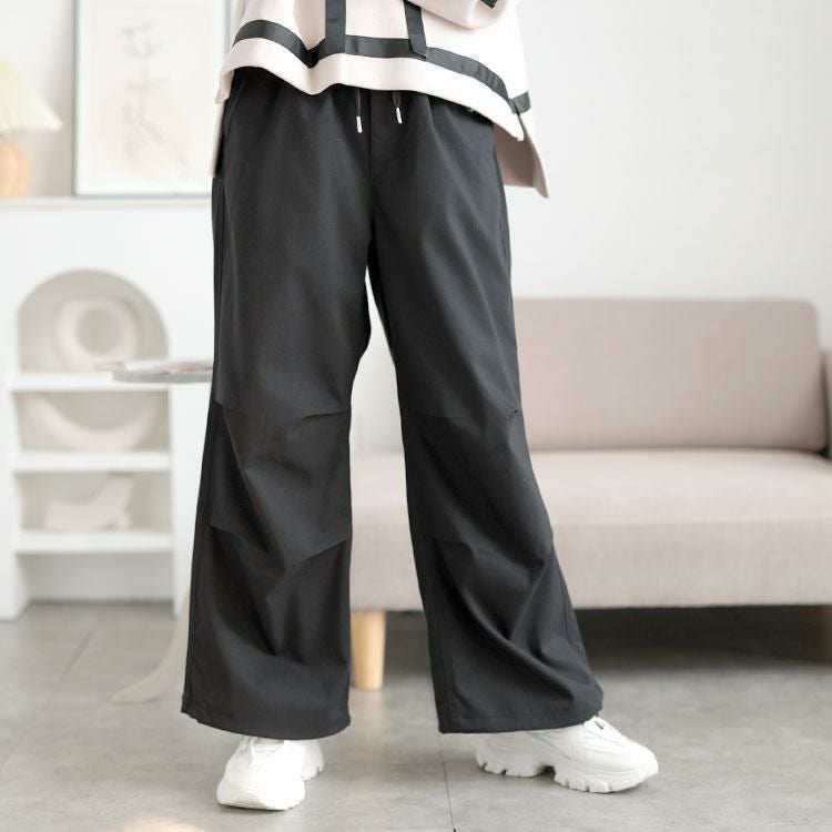 大きいサイズ レディース ストレッチパラシュートパンツ　cpdai-640689 ブラック