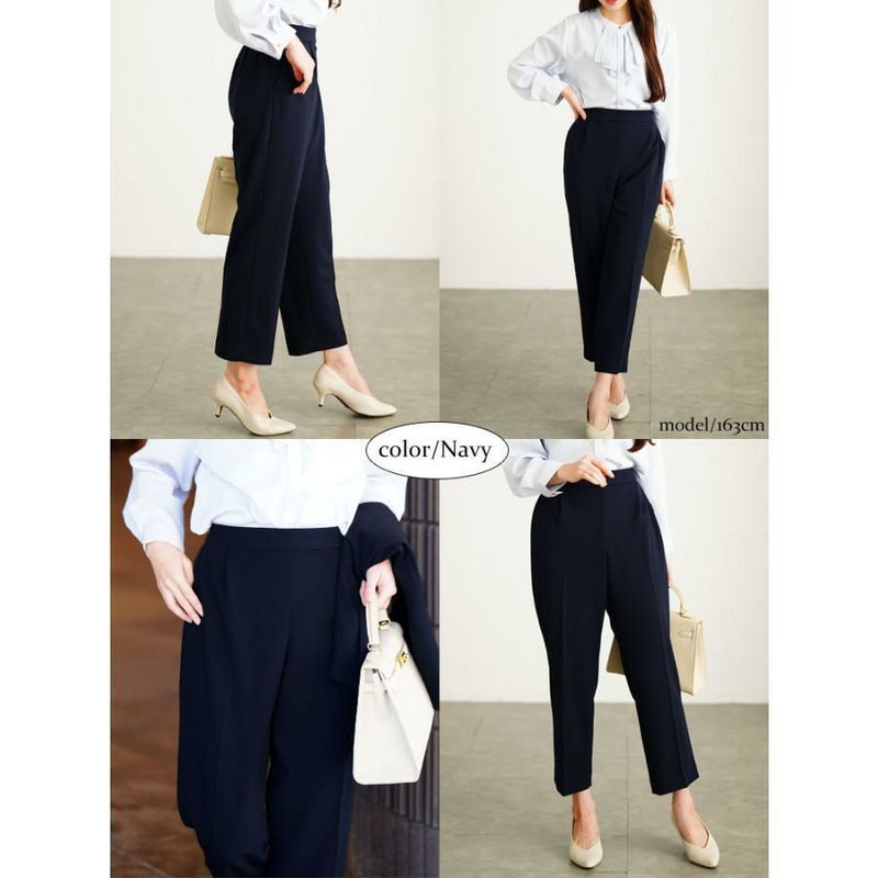 大きいサイズ レディース センターシームストレッチテーパードパンツ　cpdai-640713 ネイビー