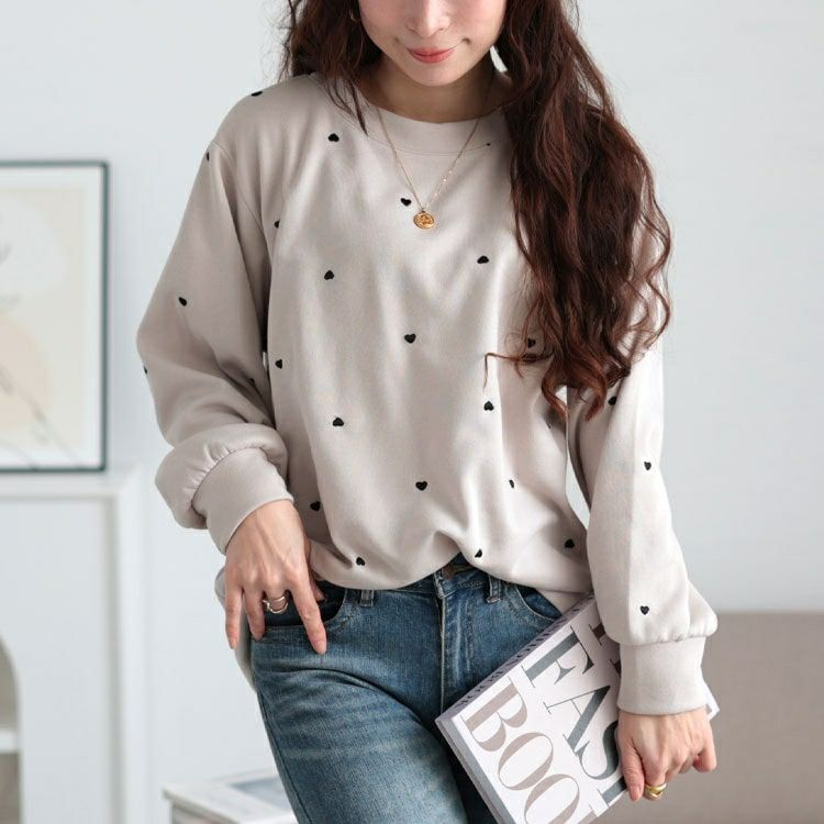 大きいサイズ レディース ミニハート刺繍プルオーバー　cpdai-659550 【メール便可】