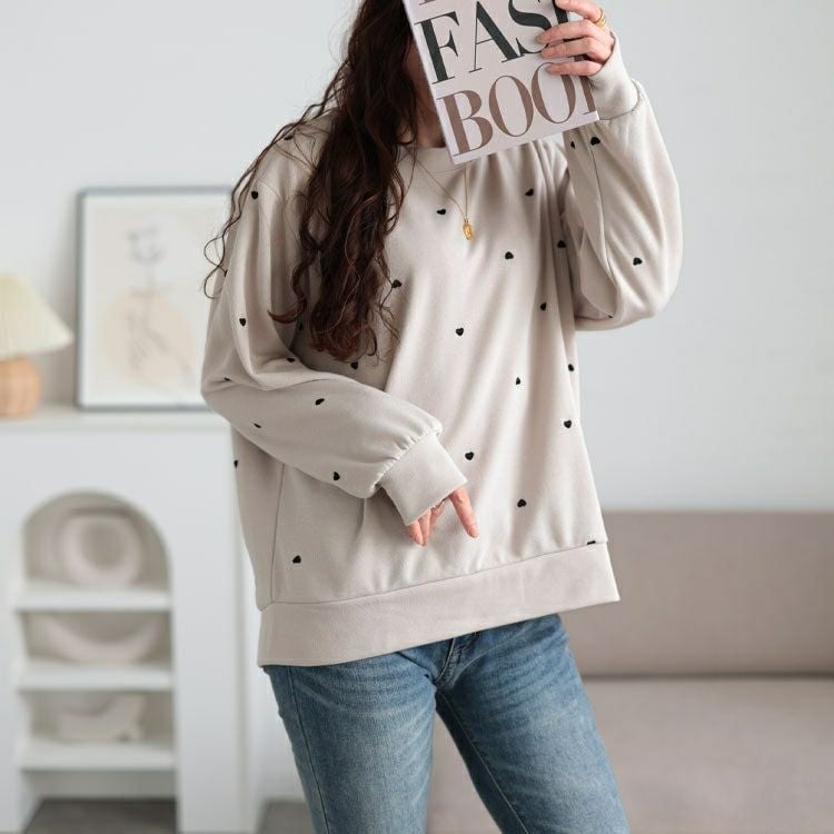 大きいサイズ レディース ミニハート刺繍プルオーバー　cpdai-659550 【メール便可】