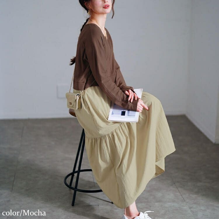 大きいサイズ レディース ハートネック切り替えティアードワンピース　sw-0691