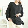 大きいサイズ レディース ラウンド裾Vネックリブカットソー　goldy-1654 ブラック