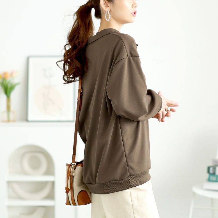 大きいサイズ レディース スキッパー襟オーバーサイズスウェット　goldy-1652