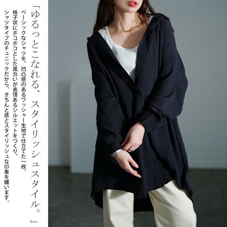 大きいサイズ レディース バックタック格子柄シャツチュニック　maru-30128 【メール便可】