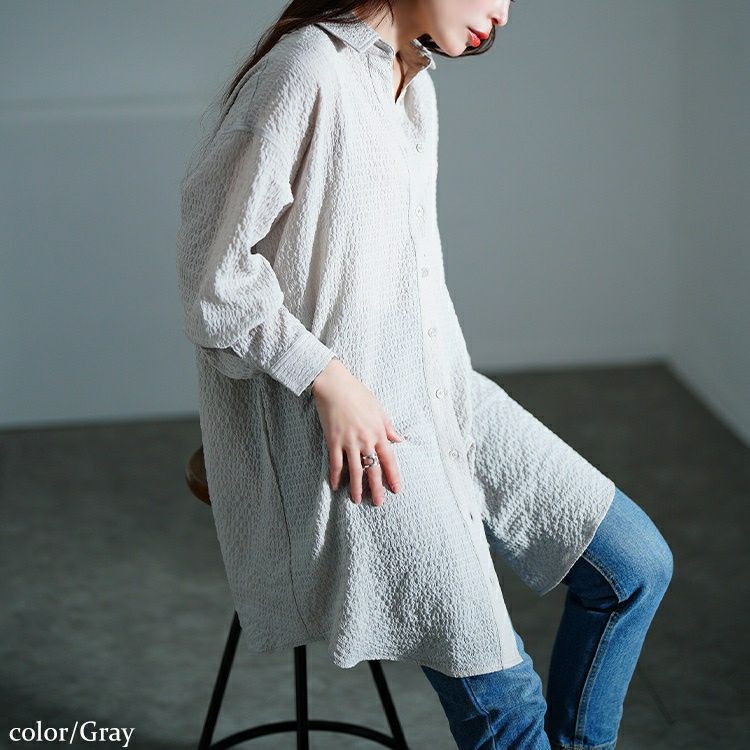 大きいサイズ レディース バックタック格子柄シャツチュニック　maru-30128 【メール便可】