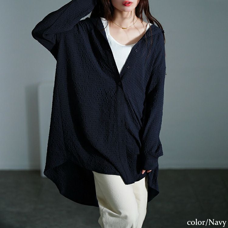 大きいサイズ レディース バックタック格子柄シャツチュニック　maru-30128 【メール便可】