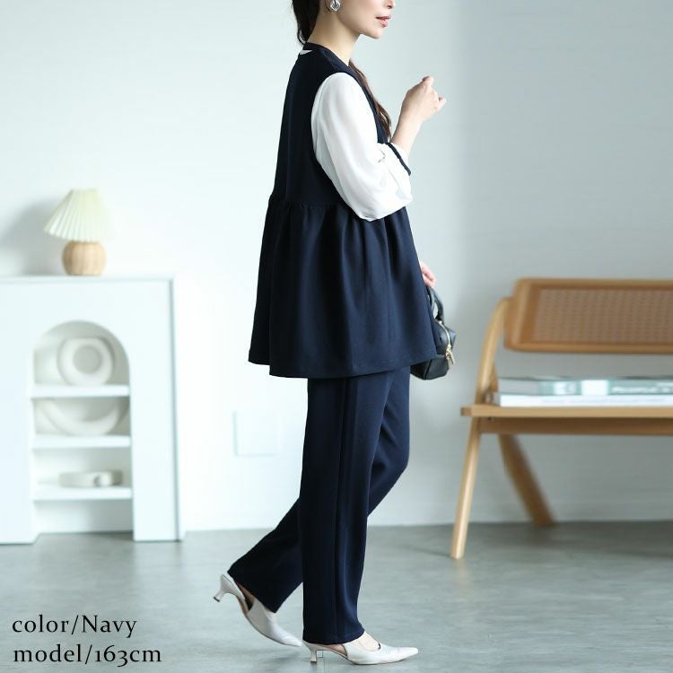 大きいサイズ レディース センタータックテーパードパンツ　mncut-152016