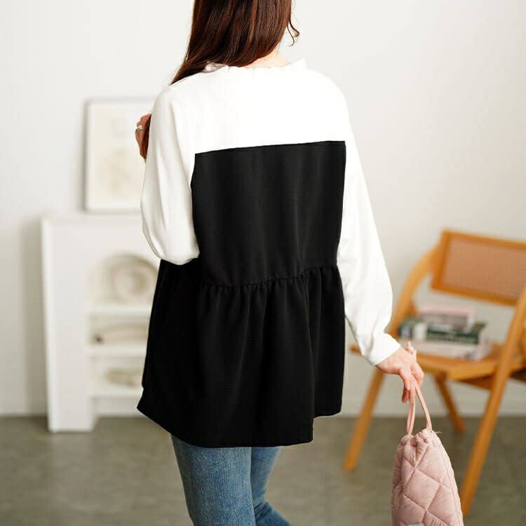 大きいサイズ レディース ビスチェドッキングフリルネックチュニック　cpdai-659528