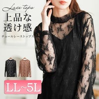 大きいサイズ レディース ミニハイネック花柄チュールレーストップス　cpdai-659594 【メール便可】
