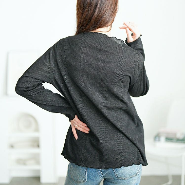 大きいサイズ レディース 前後2wayラメシアーメロートップス　cpdai-659593 【メール便可】