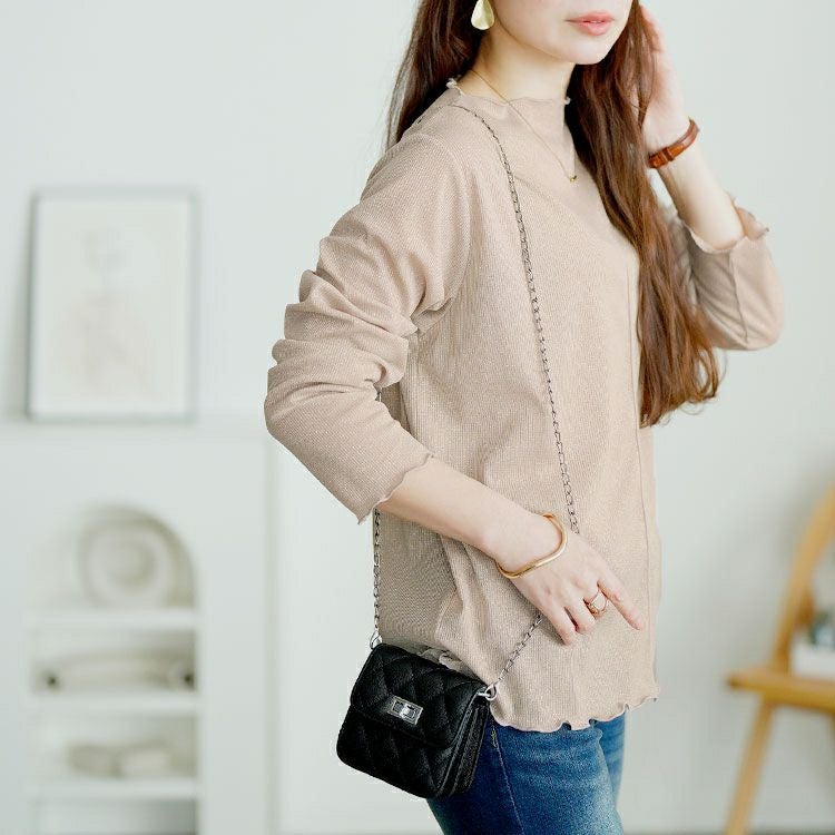 大きいサイズ レディース 前後2wayラメシアーメロートップス　cpdai-659593 【メール便可】